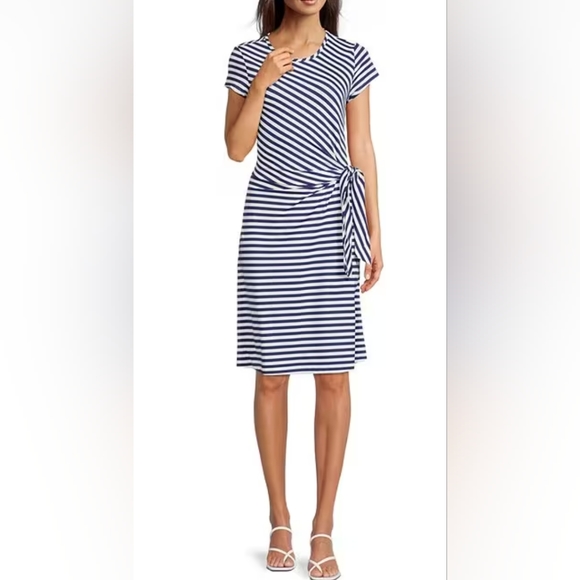NWT J. McLaughlin Elora Bangle Stripe Print Side Tie Dress - Picture 2 of 8